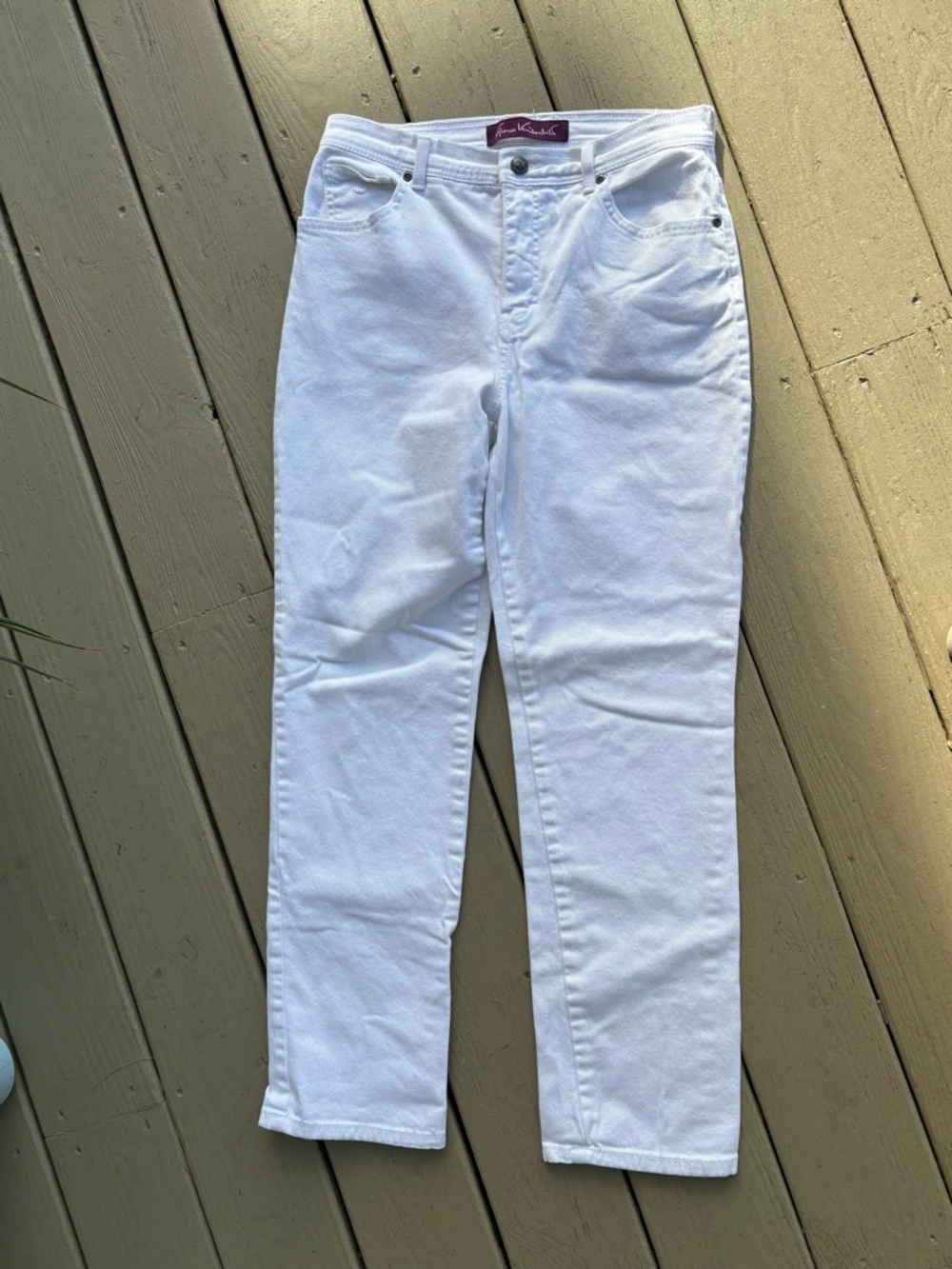 GLORIA VANDERBILT White High-Rise Straight-Leg Jeans, Size: 8